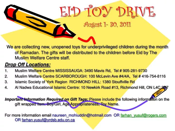 eid toy drive august 1 30 2011