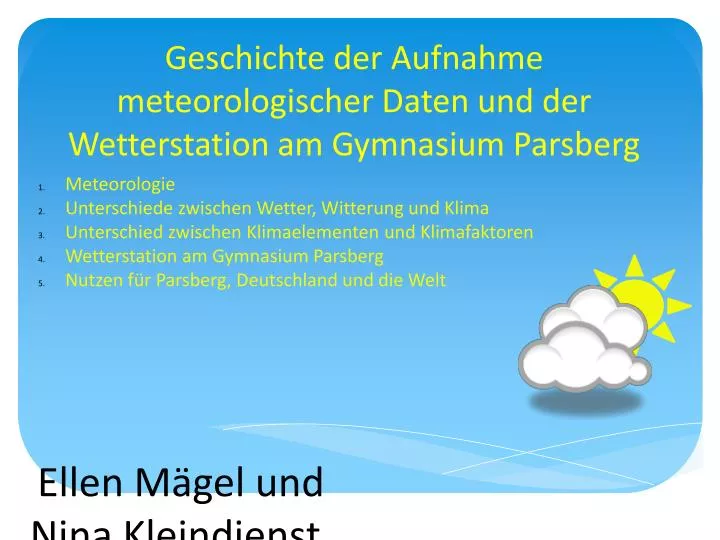 geschichte der aufnahme meteorologischer daten und der wetterstation am gymnasium parsberg