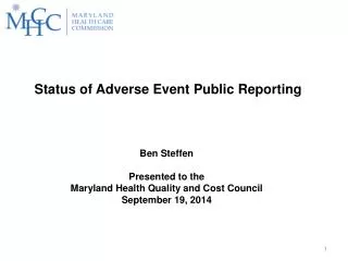 Status of Adverse Event Public Reporting