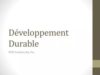 d veloppement durable