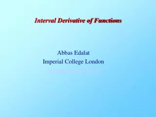 Interval Derivative of Functions
