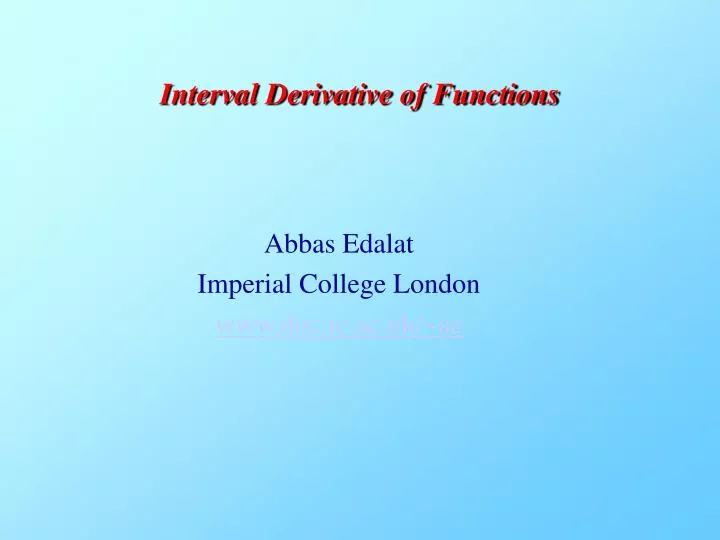 interval derivative of functions
