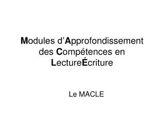 m odules d a pprofondissement des c omp tences en l ecture criture