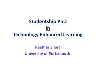 Studentship PhD in Technology Enhanced Learning