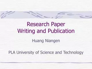 Research Paper Writing and Publication