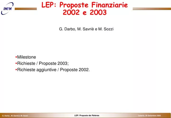 lep proposte finanziarie 2002 e 2003