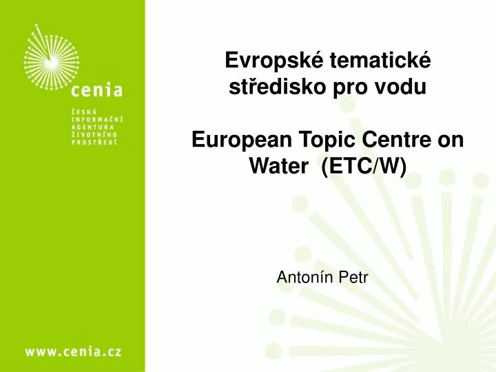 evropsk tematick st edisko pro vodu european topic centre on water etc w