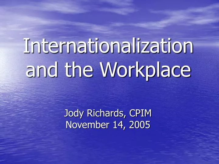 internationalization and the workplace