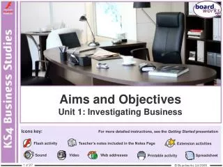 Aims and Objectives Unit 1: Investigating Business