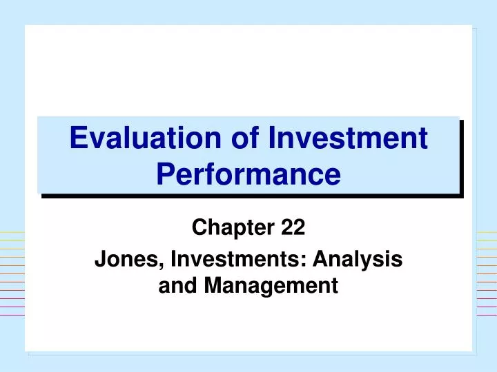 evaluation of investment performance