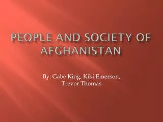 People and Society of Afghanistan