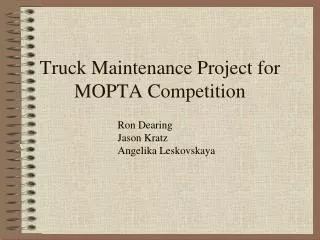 Truck Maintenance Project for MOPTA Competition