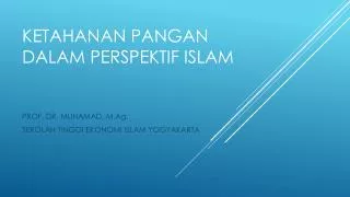 ketahanan pangan dalam perspektif islam