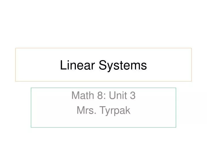 linear systems