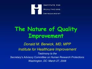 the nature of quality improvement