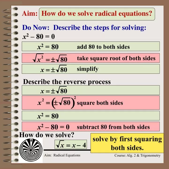 aim how do we solve radical equations