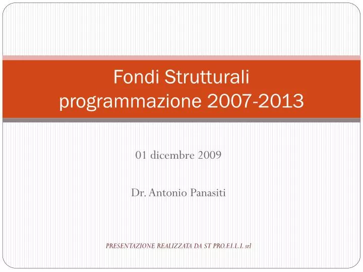 fondi strutturali programmazione 2007 2013