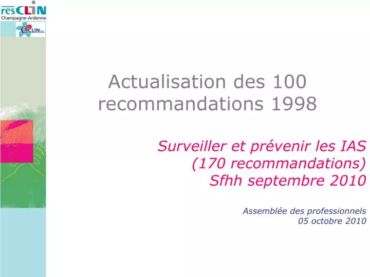 actualisation des 100 recommandations 1998