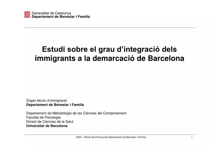 estudi sobre el grau d integraci dels immigrants a la demarcaci de barcelona