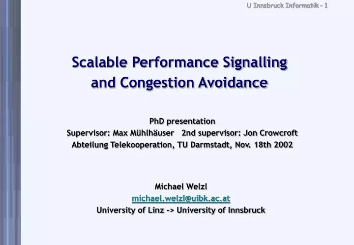 scalable performance signalling and congestion avoidance