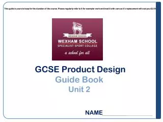 GCSE Product Design Guide Book Unit 2