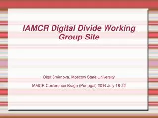 IAMCR Digital Divide Working Group Site