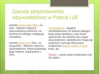 zasady przyznawania obywatelstwa w p olsce i ue