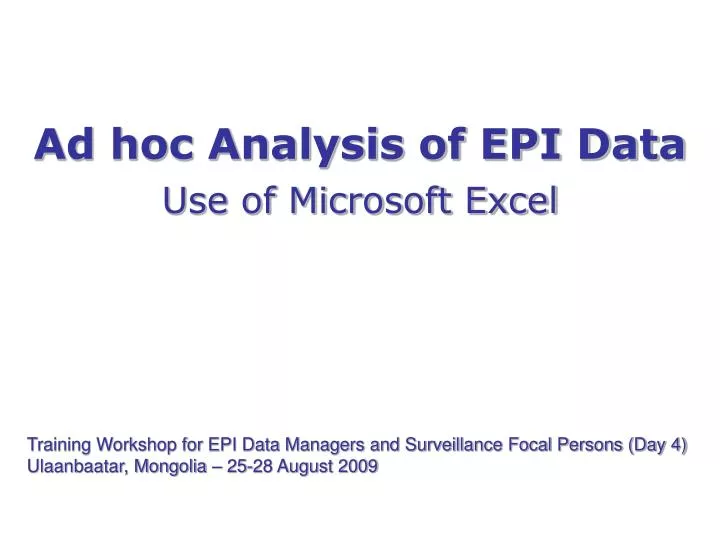 ad hoc analysis of epi data