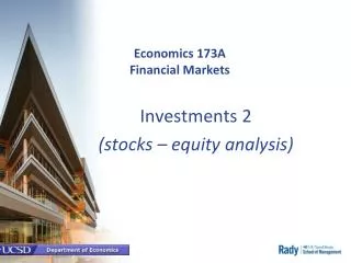 Economics 173A Financial Markets