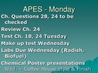 APES - Monday