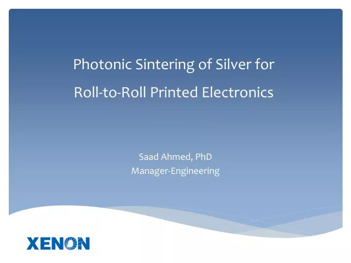 photonic sintering of silver for roll to roll printed electronics