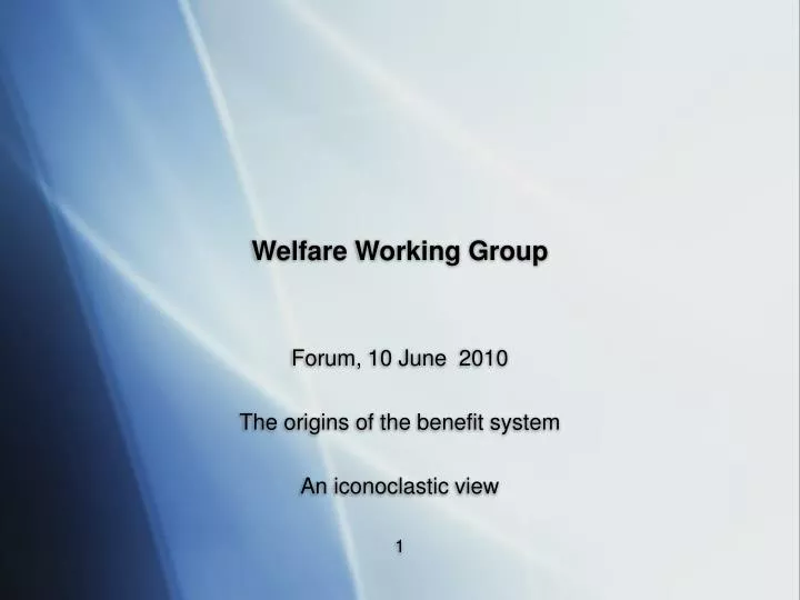 welfare working group