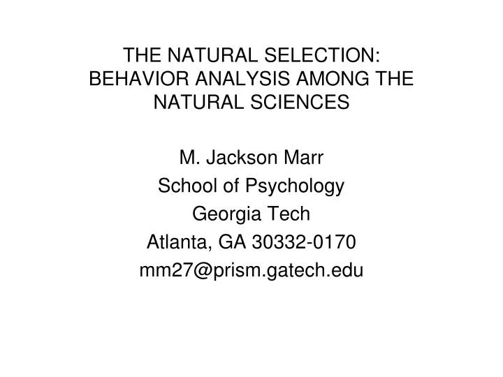 the natural selection behavior analysis among the natural sciences