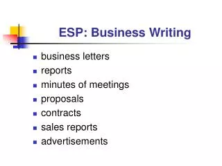 ESP: Business Writing