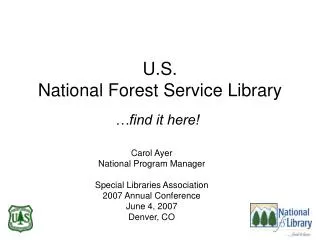 U.S. National Forest Service Library