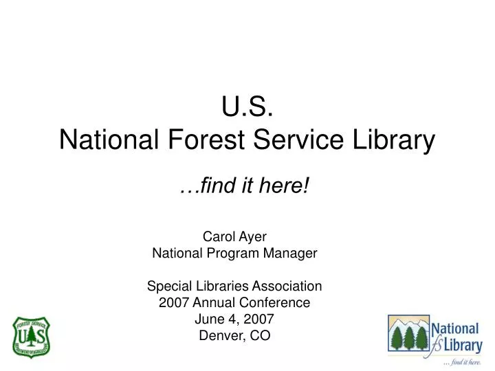 u s national forest service library