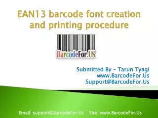 EAN13 text font creation and printing procedure