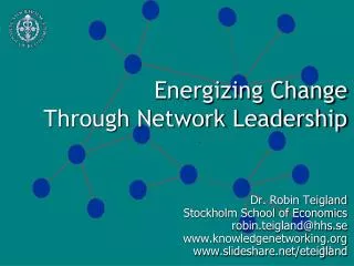 Energizing Change Through Network Leadership