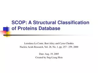 SCOP: A Structural Classification of Proteins Database