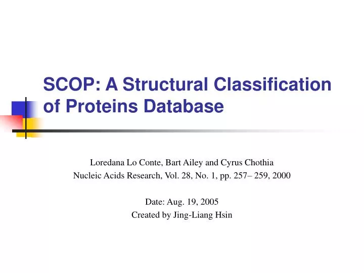 scop a structural classification of proteins database