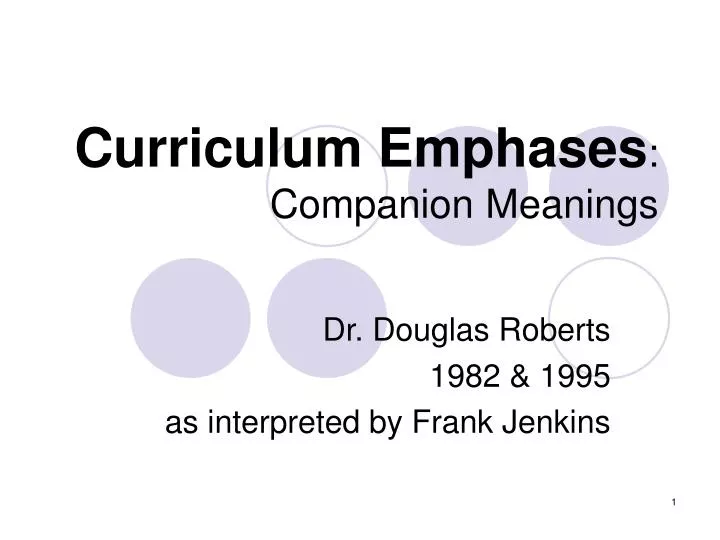 curriculum emphases companion meanings