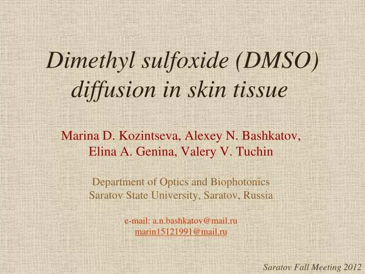 dimethyl sulfoxide dmso diffusion in skin tissue