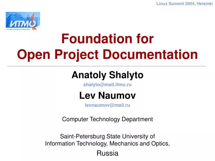 foundation for open project documentation