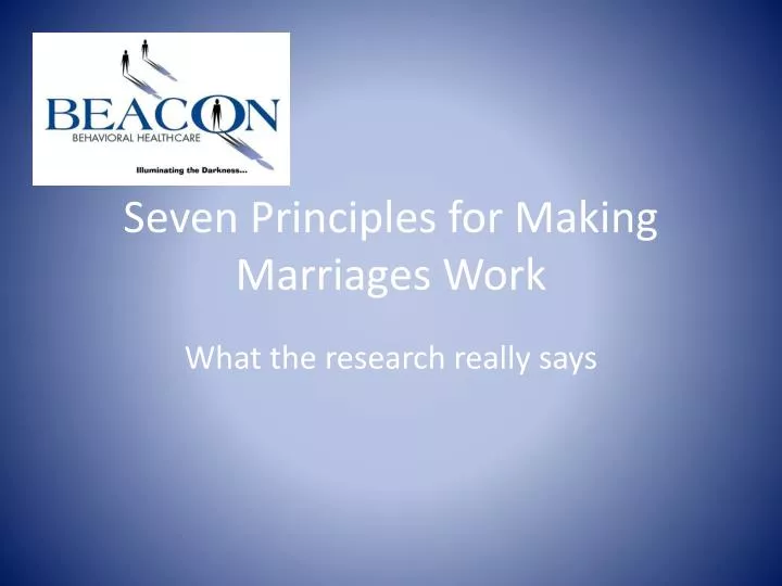 seven principles for making marriages work