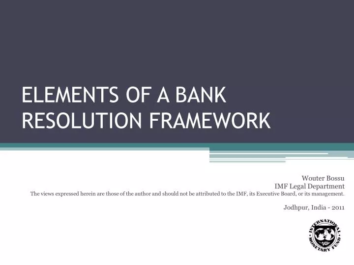elements of a bank resolution framework