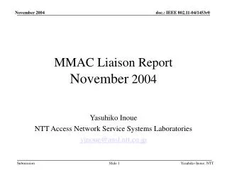 MMAC Liaison Report November 2004
