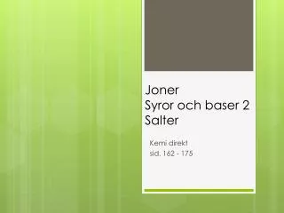 joner syror och baser 2 salter