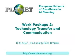 Work Package 2: Technology Transfer and Communication