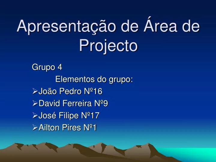 apresenta o de rea de projecto