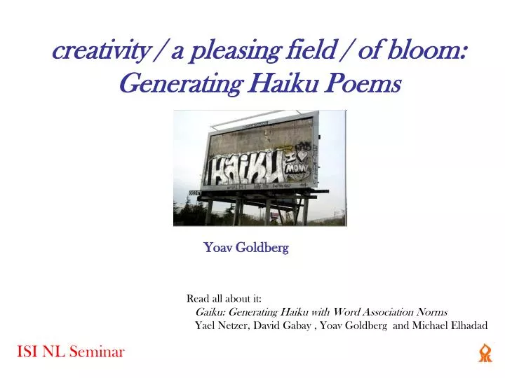 creativity a pleasing field of bloom generating haiku poems